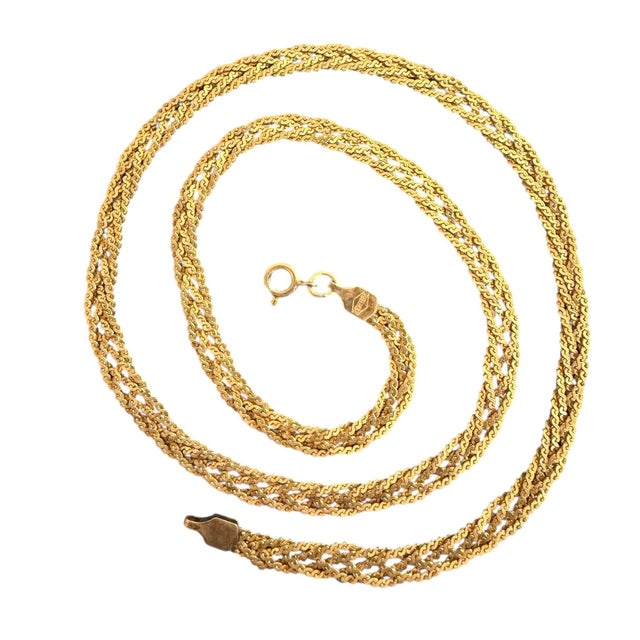 Mid-Century Modern 1960’s Herringbone 14k Gf Twisted Mesh Necklace For Sale - Image 3 of 4