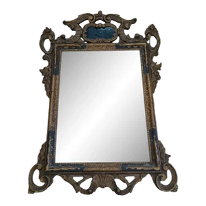 Antique 19th Century Italian Gilt and Painted Baroque-Style Mirror