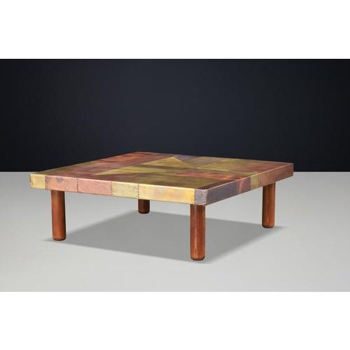 Wood Copper Patchwork Coffee Table by Lorenzo Burchiellaro, Italy, 1960s For Sale - Image 7 of 18