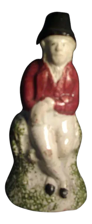 1790 English Staffordshire Prattware Pearlware Figure of a Gentleman Dressed for the Hunt in Top Hat