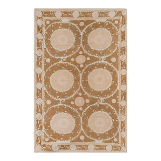 Vintage Large Brown Suzani Bedspread From Samarkand For Sale