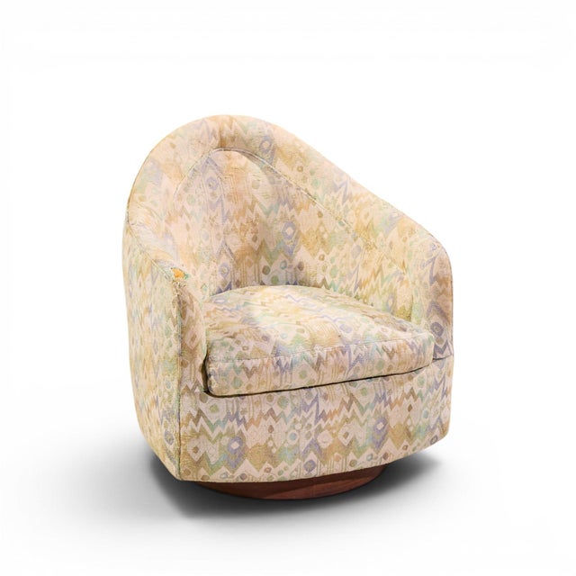 Milo Baughman for Thayer Coggin Mid Century Walnut Base Swivel Lounge Chair For Sale - Image 9 of 10