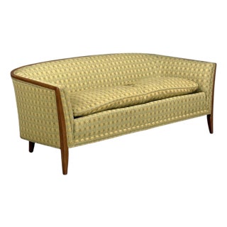 John Stuart, Curved Settee, Walnut, Fabric, Usa, 1950s For Sale