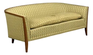 John Stuart, Curved Settee, Walnut, Fabric, Usa, 1950s