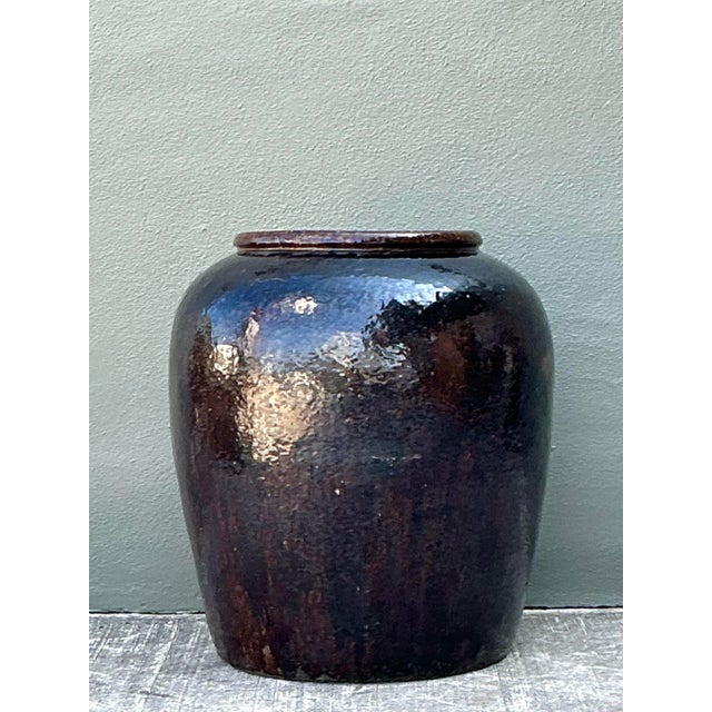Vintage Glazed Ceramic Martaban Urn For Sale - Image 9 of 12