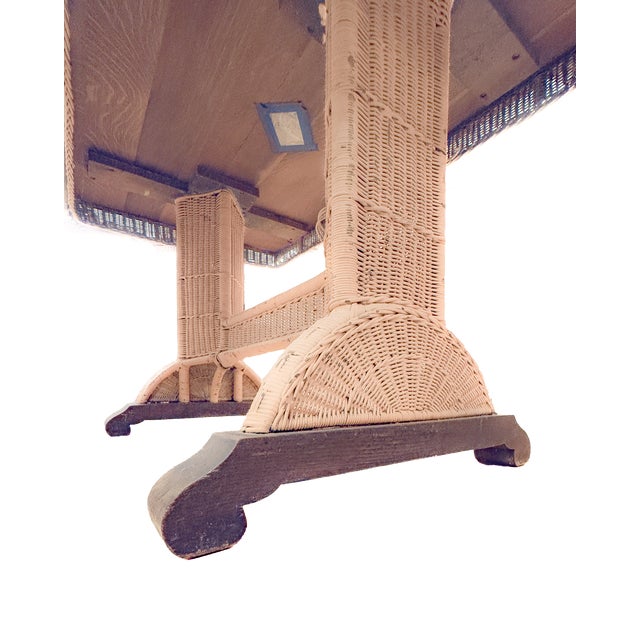 Brown Heywood-Wakefield Wicker Library Table For Sale - Image 8 of 14
