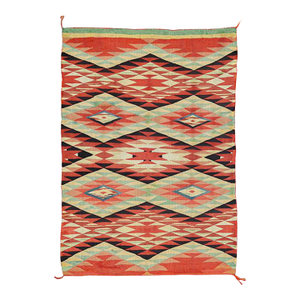 Tribal Geometric Design Small Scatter Size Rustic 19th Century Native American Navajo Germantown Carpet / Flatweave