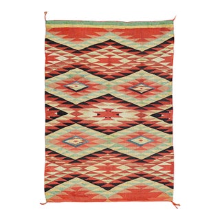 Tribal Geometric Small Rug Rustic 19th Century Native American Navajo Germantown For Sale