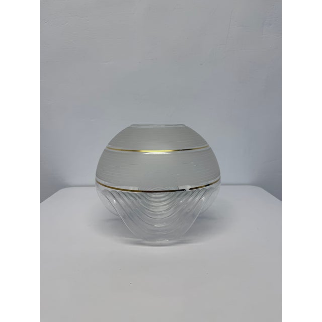 Transparent Italian Murano Glass Vase With Ribbed Base by Mazzega Circa 1960s. For Sale - Image 8 of 12