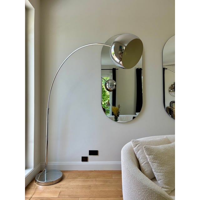 Large Arched Floor Lamp in Chromed Metal, 1970 For Sale - Image 4 of 4