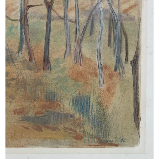 Impressionist 1986 Lazy Day Mixed Media Landscape Monoprint by Lami For Sale - Image 3 of 6