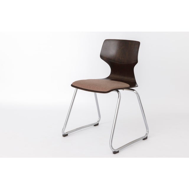 Elegant Plywood (Pagwood) Chair with Fabric Seat by Flötotto, Germany – 1970s Design Timeless German chair by Flötotto,...