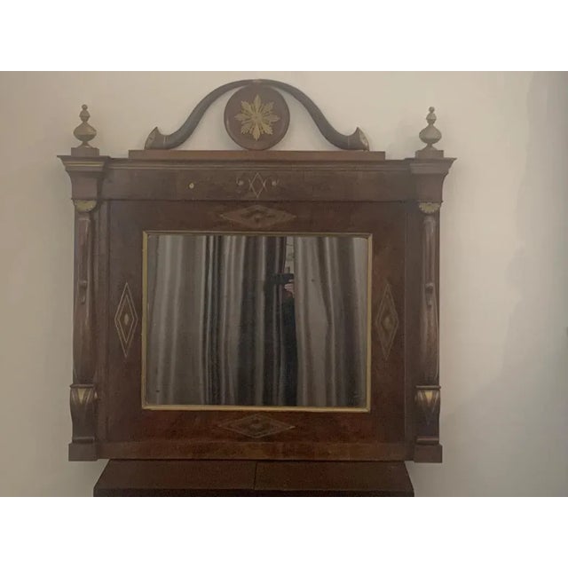 Genovese Mirror With Walnut Inlays & Small Parts in Brass For Sale - Image 6 of 9