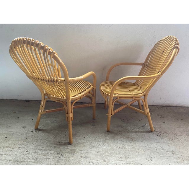 Beige Set of Vintage Armchairs in Bamboo & Rattan, 1960s For Sale - Image 8 of 14