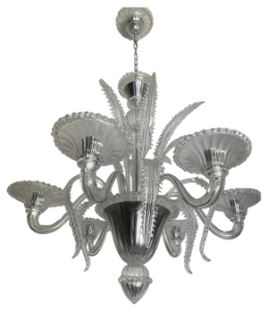 Venetian Transparent Murano Style Glass Chandelier with Ferns Felci Leaves from Simoeng