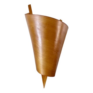Wood Veneer Leaf Wall Sconce, 1980 For Sale