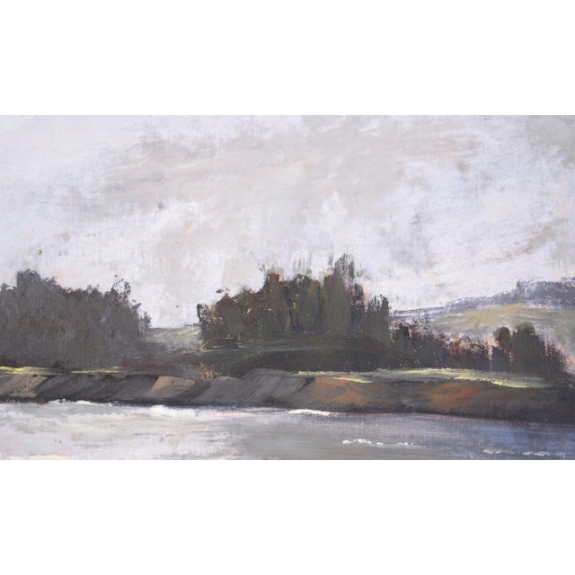 Foggy Coastal Seascape in Oil on Illustration Board For Sale - Image 4 of 9