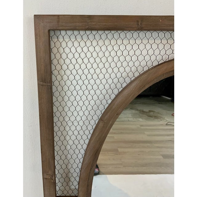 Organic Modern Wood and Wire Mesh Wall Mirror Chairish