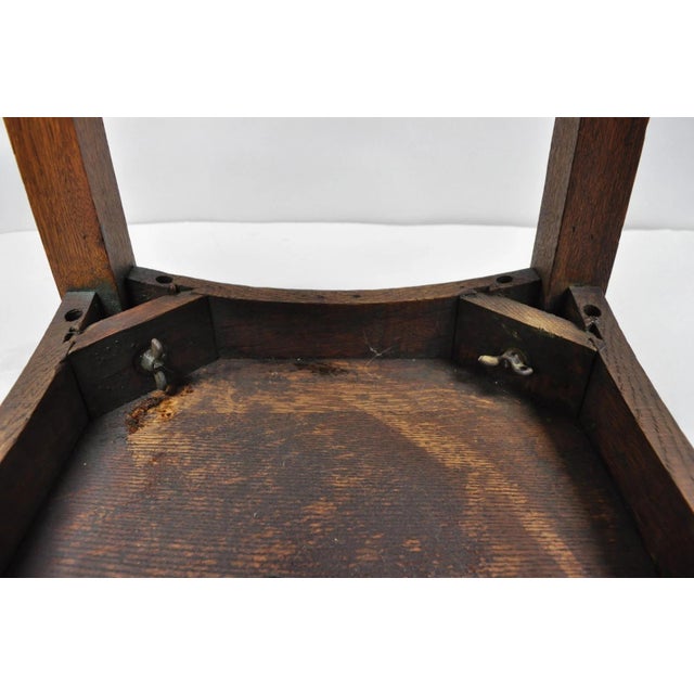 Antique Arts & Crafts Mission Oak Stickley Style 2 Tier Plant Stand Side Table For Sale - Image 13 of 15