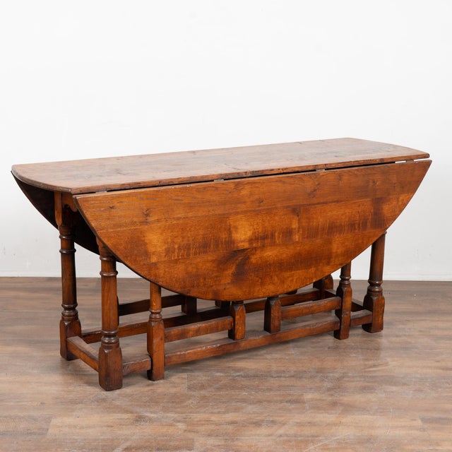 20th Century English Oak Drop-Leaf Gateleg Wake Table For Sale - Image 4 of 14