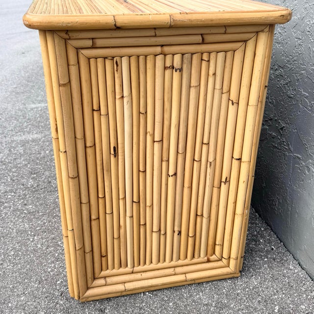 Late 20th Century Vintage Boho Chic Pencil Reed Bamboo Writing Desk For Sale - Image 5 of 10