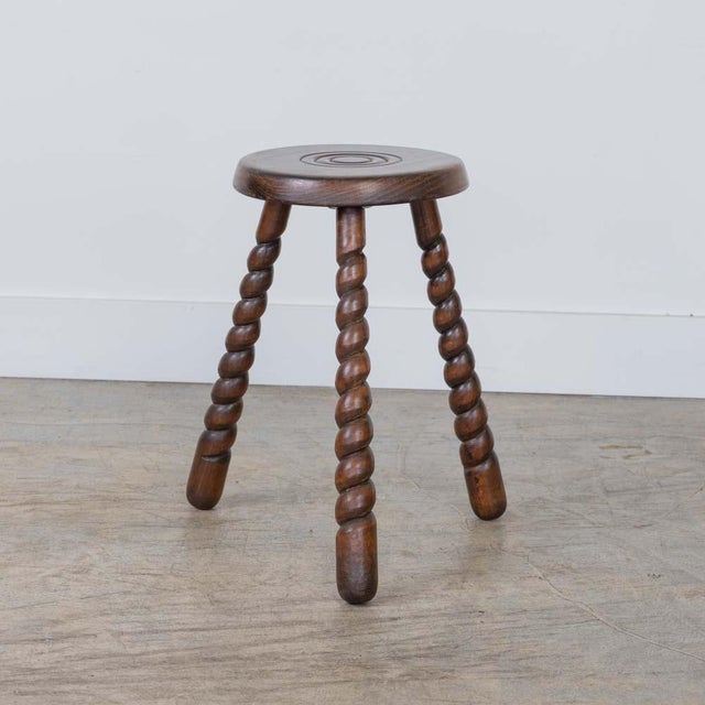 1950s 1950s Tall French Wood Tripod Stool For Sale - Image 5 of 10