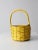 Wood Vintage Yellow Wicker Handle Basket For Sale - Image 7 of 12