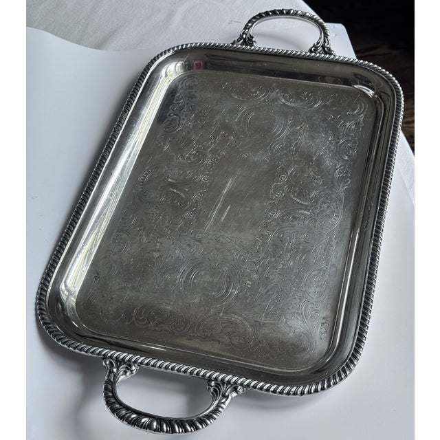 1930's Crescent Silver Plated Serving Tray For Sale - Image 14 of 18