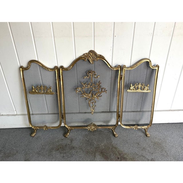 Victorian Style Brass Floral Bouquet Fireplace Screen For Sale - Image 6 of 7
