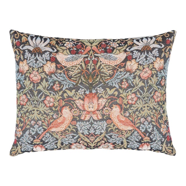 Strawberry Thief Charcoal Cushion With Feather Filler - 33x46cm (13"x18") For Sale