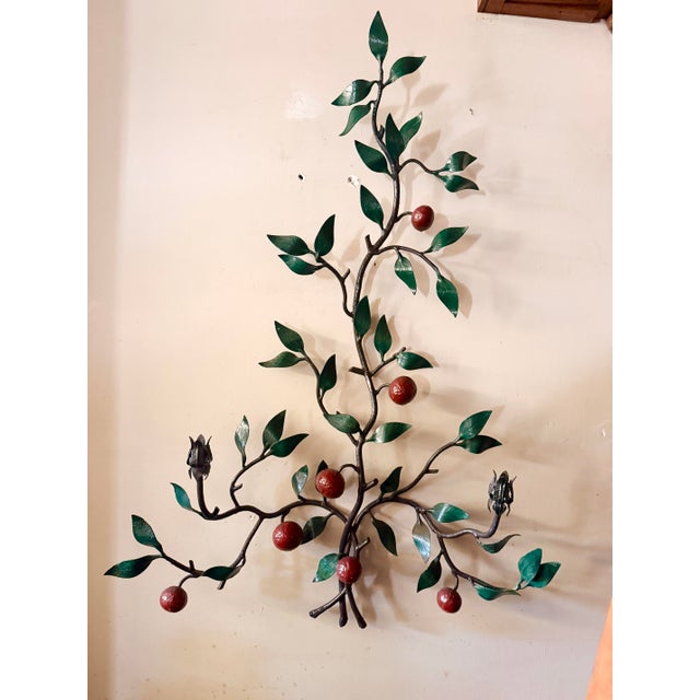 Monumental 37" Italian Toleware Espalier Fruit Tree Wall Sconce / Candelabra For Sale - Image 10 of 10