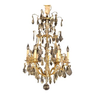 French Six-Light Cut Crystal and Brass Chandelier Newly Wired For Sale