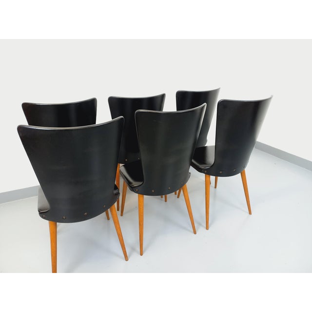 Tan Vintage Baumann Essor Chairs in Beech Wood and Skai, 1960s, Set of 6 For Sale - Image 8 of 18