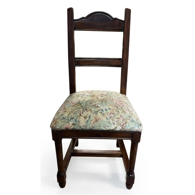 Mid 20th Century Set of 8 Italian Walnut Refettorio Chairs For Sale - Image 4 of 9