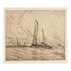 1910 Nelson Dawson Scarborough Coast Nautical Etching