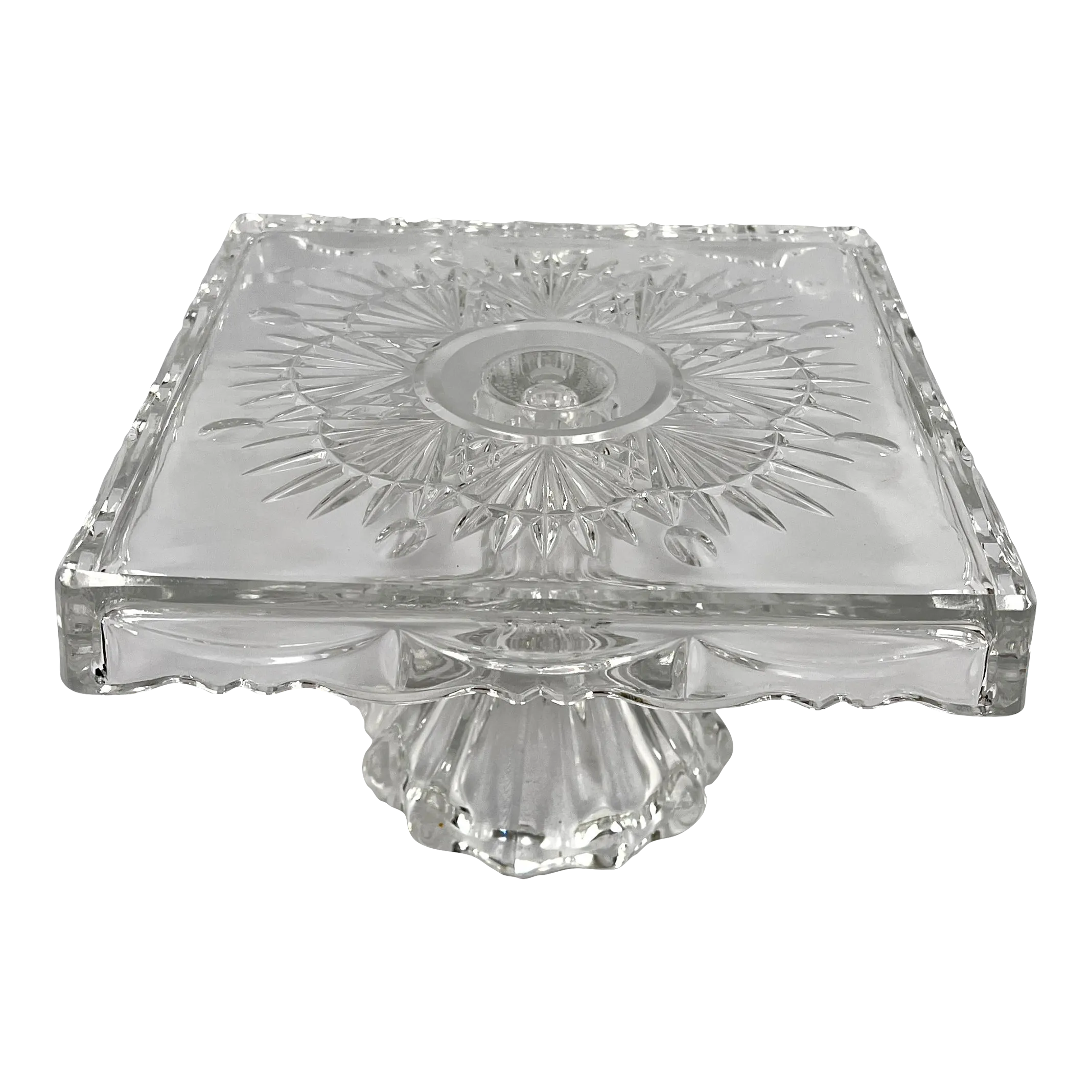 Late 20th Century Vintage Irish Crystal Square Cake Stand