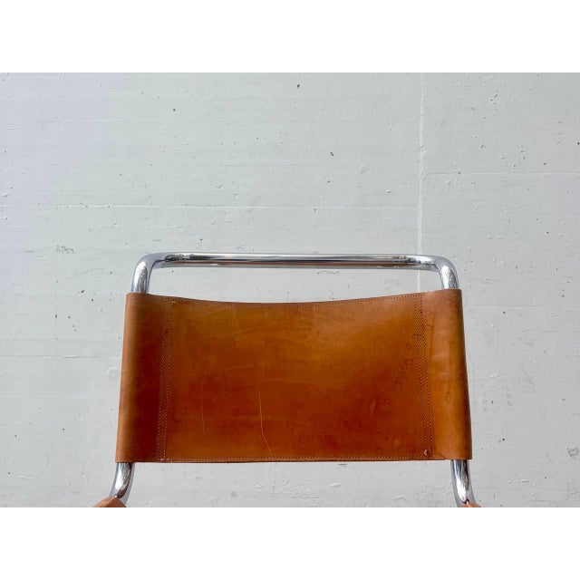 Cantilever Chair with Cognac Leather Covering For Sale - Image 10 of 18