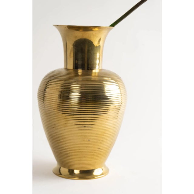 Brass Vintage Ribbed Brass Vase For Sale - Image 8 of 8