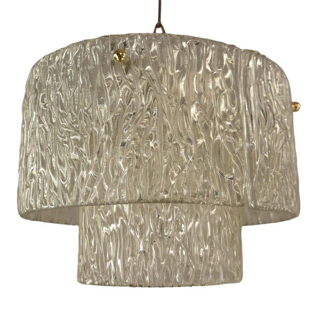 Mid-Century Ceiling Lamp in Ice Glass by Jt Kalmar, Austria, 1960s For Sale