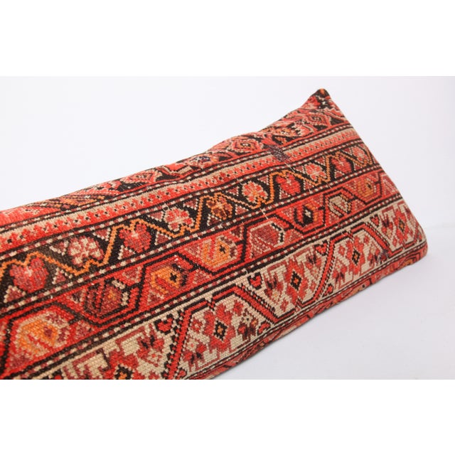Textile Vintage Antique Persian Rug Lumbar Pillow Cover – Tribal Decorative Cushion For Sale - Image 7 of 10