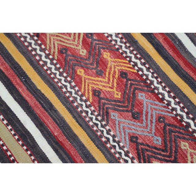 1970s Rustic Style Stripe Design Hand Knotted Oushak Kilim Rug For Sale In Sacramento - Image 6 of 12