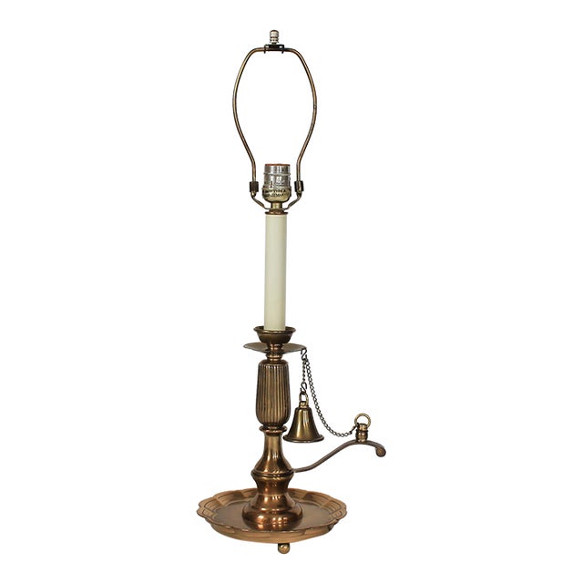 Vintage Frederick Cooper Brass Chamberstick Table Lamp W/ Snuffer For Sale