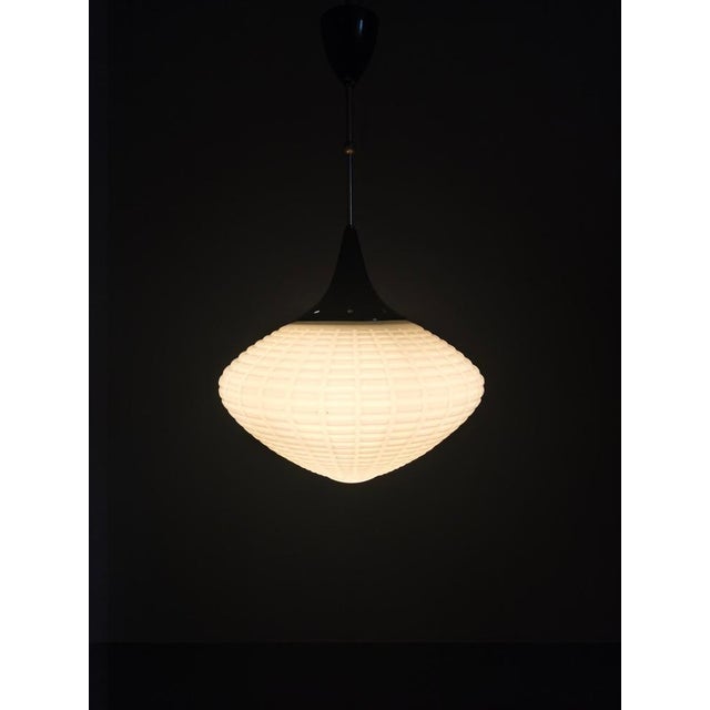 Adjustable Czech Pendant Light in Opaline Glass, 1970s For Sale - Image 10 of 12