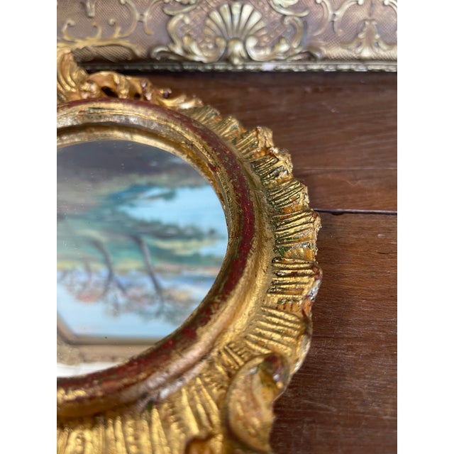 Gold Vintage Italian Florentia Possibly Giltwood Rococo Style Wall Mirror, Hand Made in Italy For Sale - Image 8 of 11