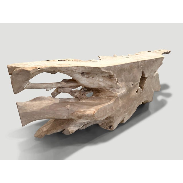 Andrianna Shamaris Monumental Bleached Teak Wood Console Table For Sale - Image 14 of 18