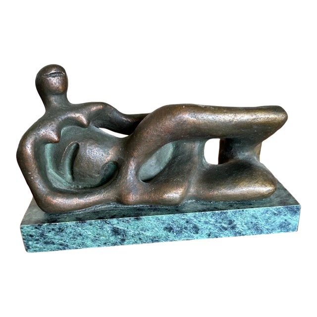 After Henry Moore Reclining Figure Authentic Copyrighted Reproduction Sculpture – Alva Museum Replicas, 1971 For Sale