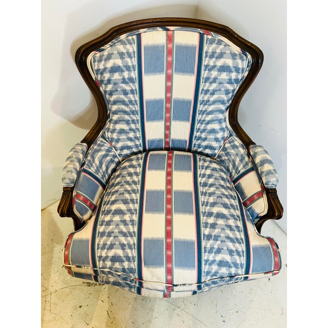 Vintage Wesly Hall style bergere armchair in the style of Louis XV Versilles Bergere armchair down in a turquoise...