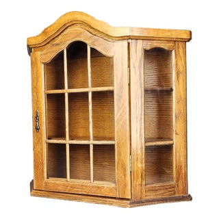 Mid 20th Century Large Vintage Wood and Glass Display Cabinet Wall Hanging or Tabletop For Sale