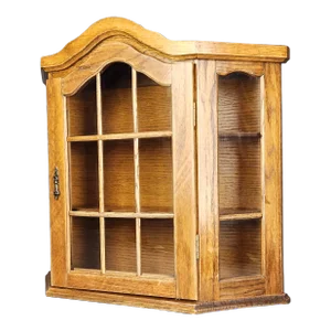 Mid 20th Century Large Vintage Wood and Glass Display Cabinet Wall Hanging or Tabletop