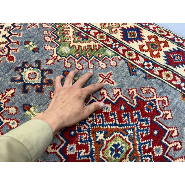 Gray, Cream and Red Kazak Wool Runner Rug, 2'9" X 6'4" For Sale - Image 11 of 15